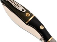 Складной нож Reptilian Трапёр-02 ограниченный выпуск, сталь D2, рукоять черный G10/зеленая микарта