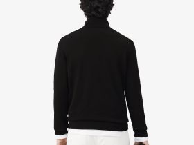 Мужской хлопковый свитер Lacoste на молнии с высоким воротом