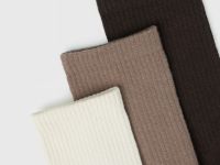 Носки в рубчик, 3 пары, Бежевый