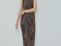 Платье из сетки с леопардовым принтом, Бежевый