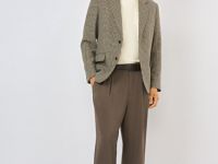 Однобортный пиджак из смесовой шерсти, Коричневый