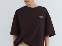 Футболка оверсайз с вышивкой, Коричневый