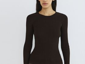Приталенный джемпер с люрексом, Коричневый