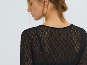 Лонгслив из кружева, Черный