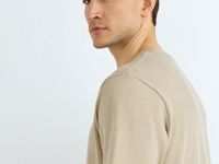 Футболка из текстурной ткани с нашивкой, Бежевый