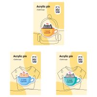 Набор акриловых значков MESHU "Catsincups" 3 шт, прямая УФ-печать