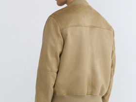 Бомбер из искусственной замши, Бежевый