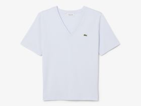 Женская футболка Lacoste свободного кроя из мягкого хлопка с V-образным вырезом