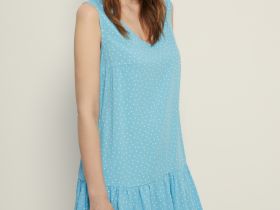 Сарафан силуэта трапеция с принтом в горошек