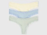 Трусы-бразилиана с кружевом, 3 шт., Желтый