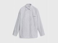 Рубашка в полоску с вышивкой, Фиолетовый