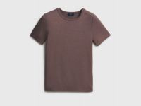 Приталенная футболка в рубчик, Коричневый