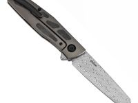 Складной нож Kansept Cru сталь Damascus, рукоять Bronze Titanium/Twill Carbon Fiber