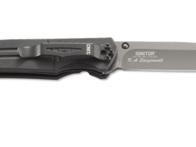 Полуавтоматический складной нож Ignitor T, CRKT 6860, сталь 8Cr14MoV Titanium Nitride, рукоять стеклотекстолит G10