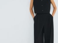 Широкие брюки со складками, Черный