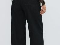 Широкие эластичные джинсы, Черный