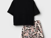 Комплект трикотажный для девочек: фуфайка (футболка), шорты