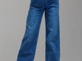 Брюки текстильные джинсовые утепленные для девочек