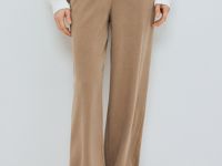 Прямые брюки с эластичным поясом, Бежевый
