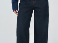 Утеплённые широкие джинсы, Синий