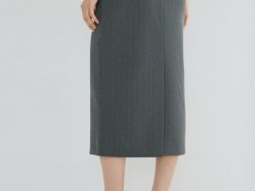 Прямая юбка миди, Серый