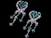 Серьги из серебра с аметистами и топазами э0681сг01260379