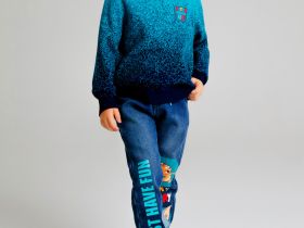 Брюки текстильные джинсовые утепленные флисом для мальчиков