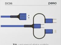Кабель Pero DC-06 Universal USB / USB-C / Apple Lightning / microUSB 1 м Синий