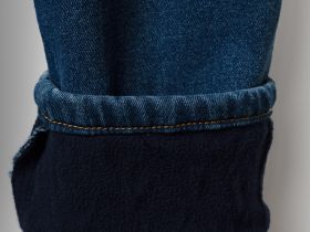 Полукомбинезон текстильный джинсовый утепленный флисом для девочек