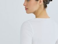 Футболка в рубчик с V-вырезом, Белый