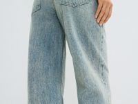 Широкие джинсы со стразами, Голубой