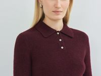 Джемпер с воротником поло, Фиолетовый