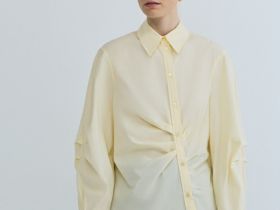 Рубашка с асимметричной застёжкой, Желтый