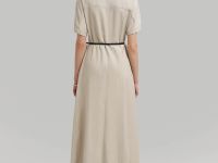 Приталенное платье миди со льном