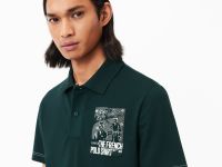 Мужское поло Lacoste с контрастным принтом