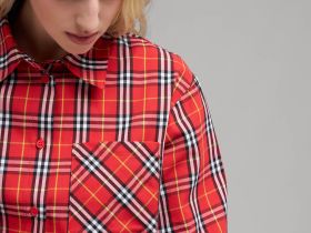 Свободная рубашка в клетку из твила