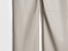 Прямые брюки из искусственной кожи, Бежевый