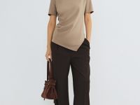 Футболка с драпировкой, Коричневый