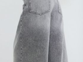 Джинсовые шорты-бермуды с высокой посадкой, Серый