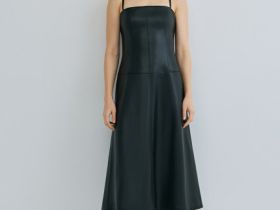 Платье-бюстье из искусственной кожи, Черный