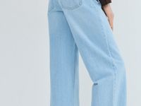 Джинсы Wide leg с высокой посадкой, Голубой
