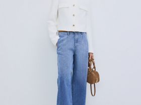 Однобортный укороченный жакет, Белый