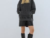 Худи оверсайз с люверсами, Серый