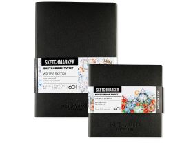 Скетчбук Sketchmarker Sketch&Write, 2 в 1, мягкая обл. черная, 12х12 см 40 л 140 г, бум. белая / 12х