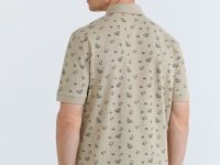 Поло из хлопка с принтом, Бежевый