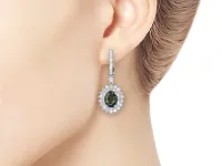 Серьги из белого золота с хромдиопсидами э4754сг08220453