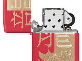 Зажигалка Zippo Year of the Dragon 2024 с покрытием Red Matte, латунь/сталь