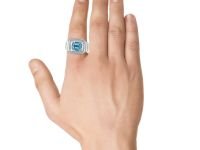 Мужское кольцо из белого золота с бриллиантами и топазом э4143кц03200354