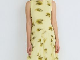 Платье из шифона с принтом, Желтый