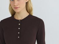 Футболка с вырезом "Хенли", Коричневый